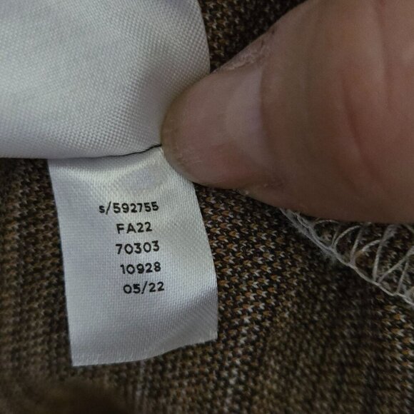 Loft Plaid Puff Sleeve Pocket Dress Neutral Tan Black Plaid Size 8 - Picture 10 of 10